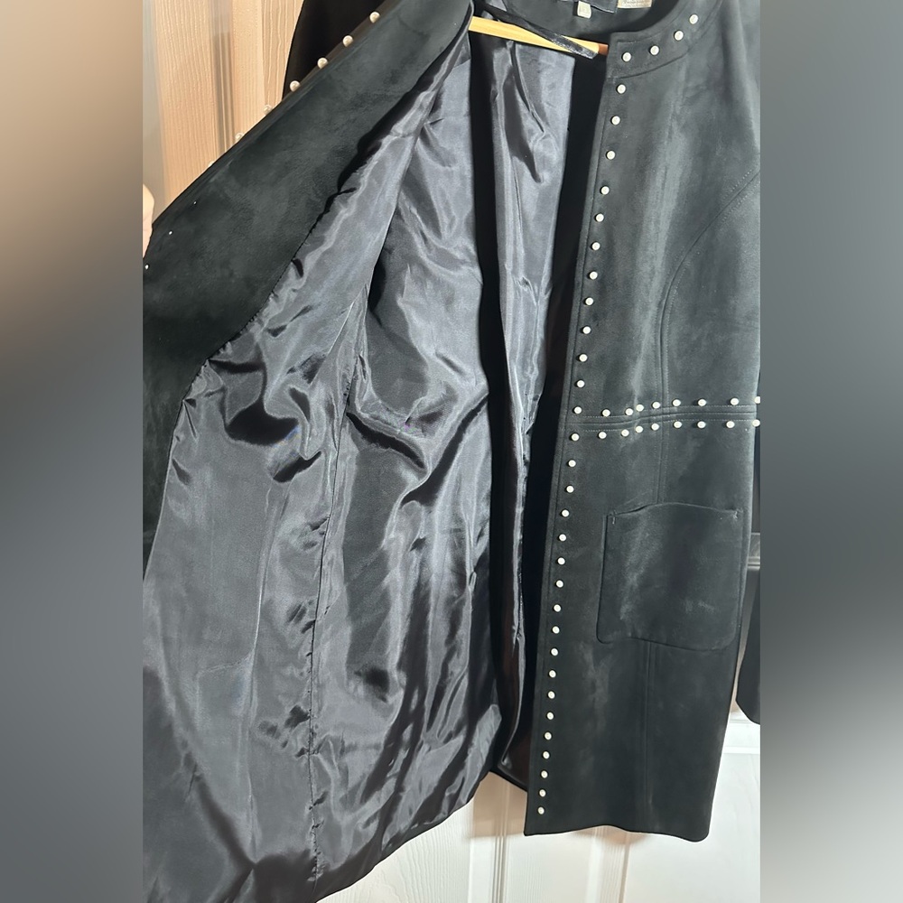 Karl Lagerfeld Embellished Faux Suede Jacket NWOT - Picture 5 of 14